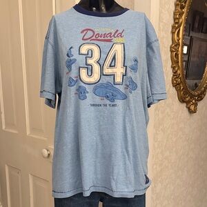 Vintage Disney Parks Blue Donald Duck “Through The Years” Ringer T-shirt XL